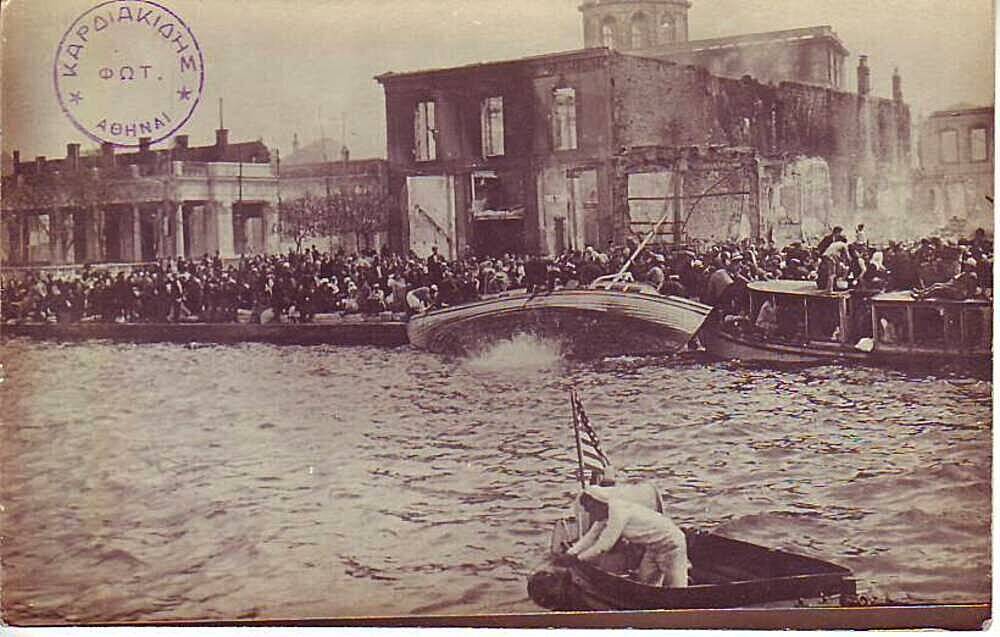  A boat overturns in the chaos, Smyrna 1922.